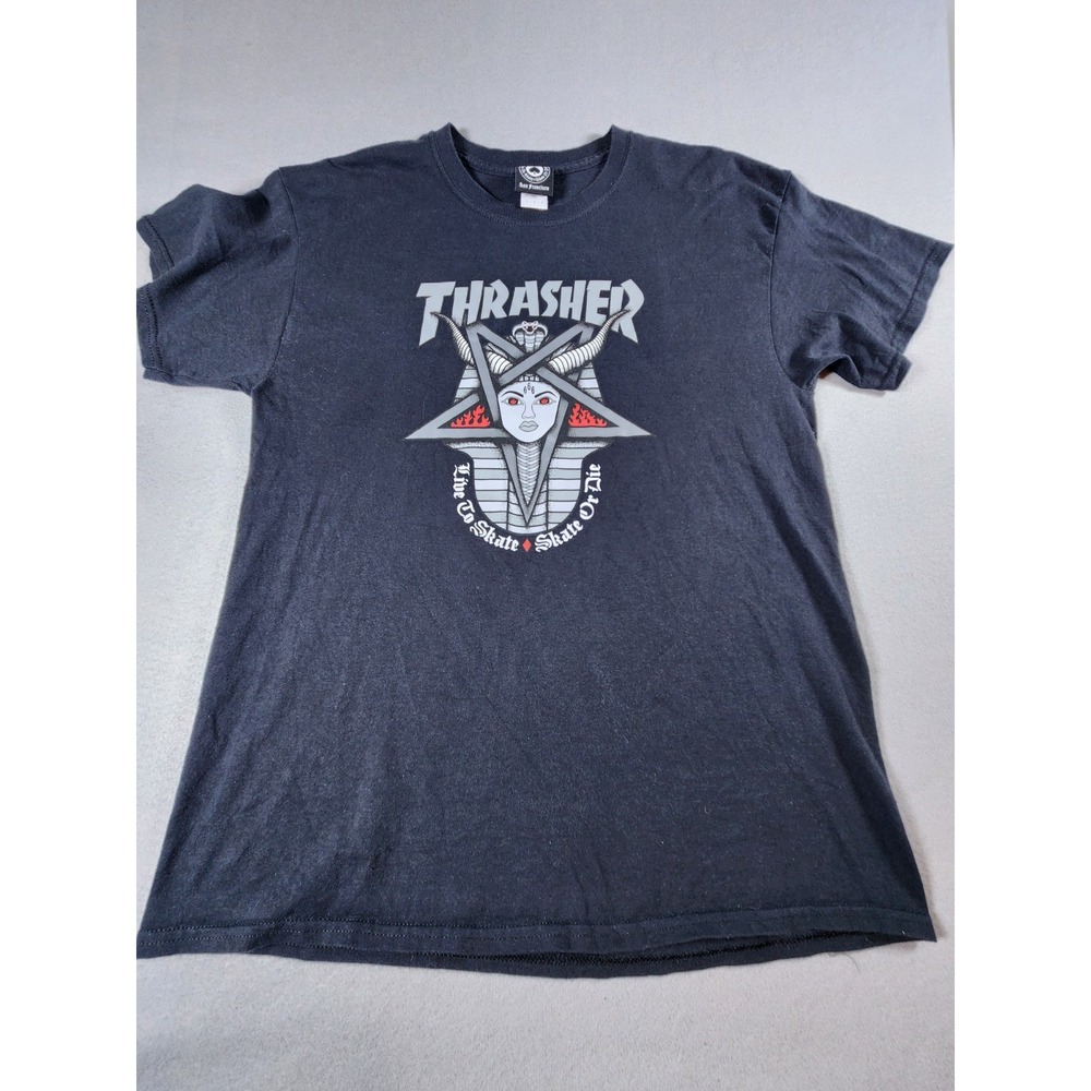 Thrasher T Shirt Skating Goddess SS TShirt Black Lg Occult Egyptian